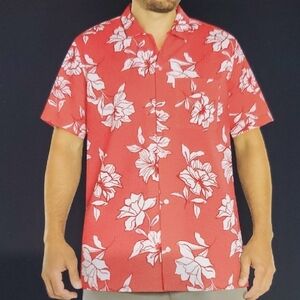 GAP  Hawaiian Style  Casual Button Down Shirt Red And White